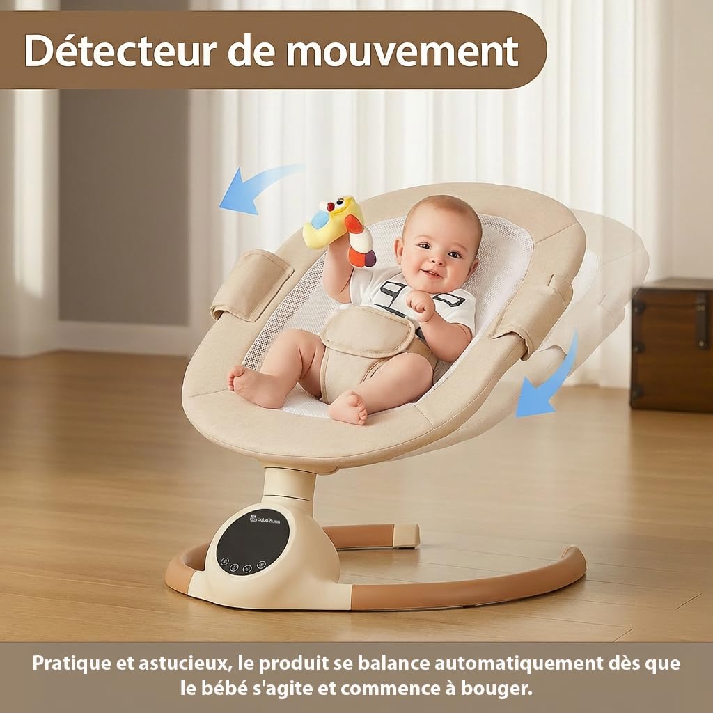 BEBE2LUXE Alpha : Balancelle bebe/Transat bebe électrique (Beige)