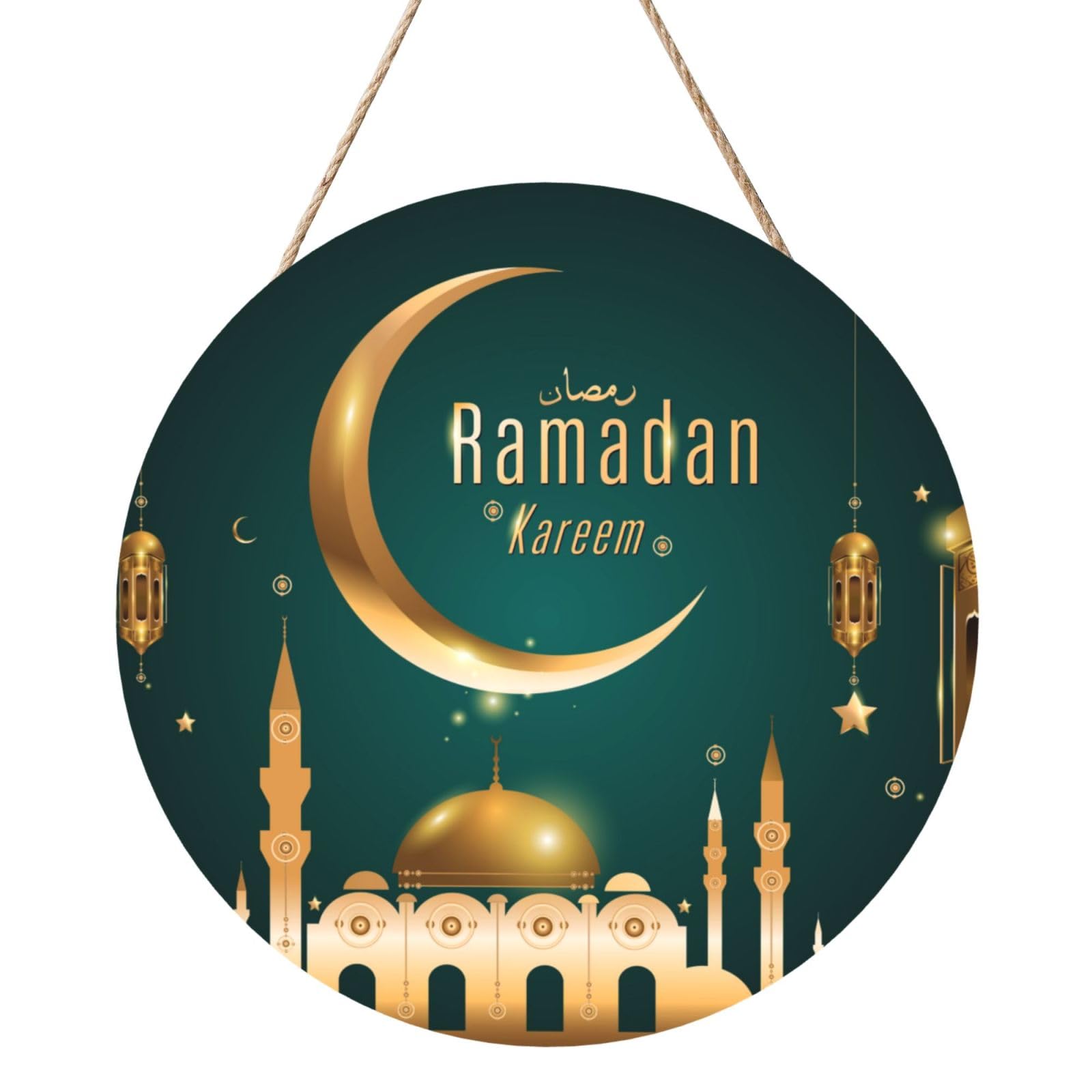 Ramadan Kareem Door Signs Plaques Wood Welcome Sign For Front Door Wall Hanging For Home Farmhouse Office Classroom Party Decoration