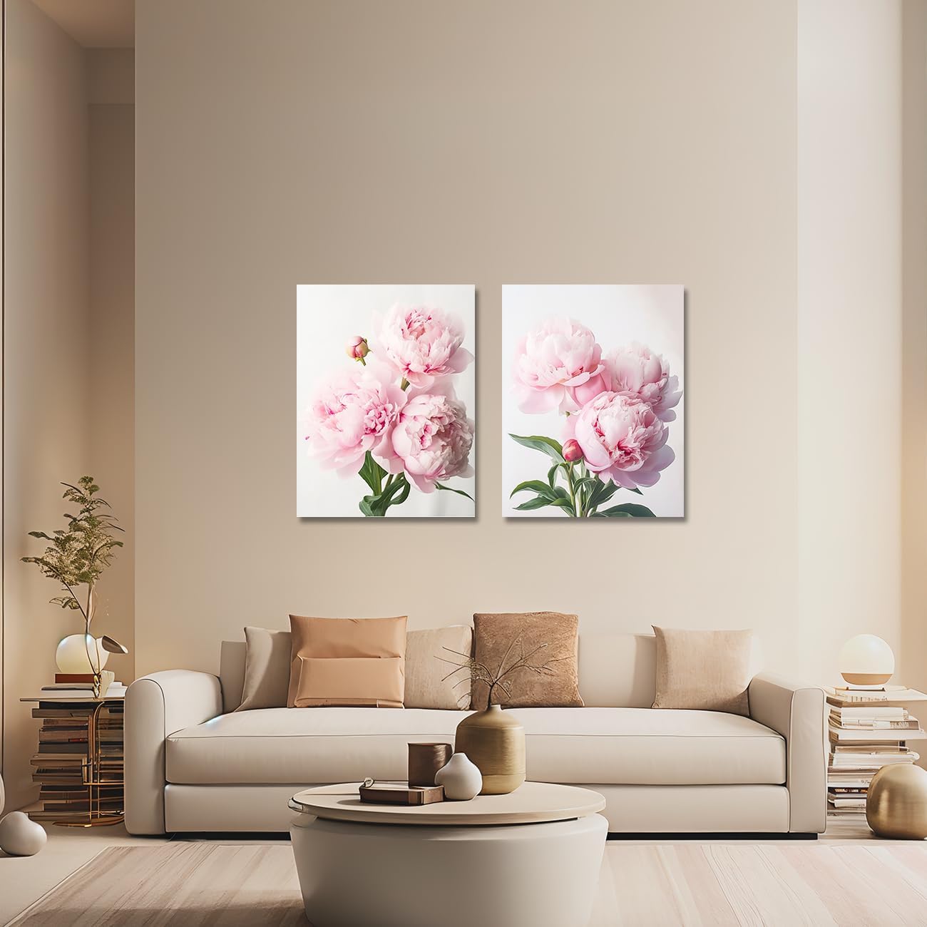CXHOSTENT Peony Wall Art 2 Piece Pink Flower Canvas Prints Peonies Painting Abstract Floral Pictures Wall Decor Framed Artwork for Home Decor (Flower-1, 16.00"x24.00"x2P)