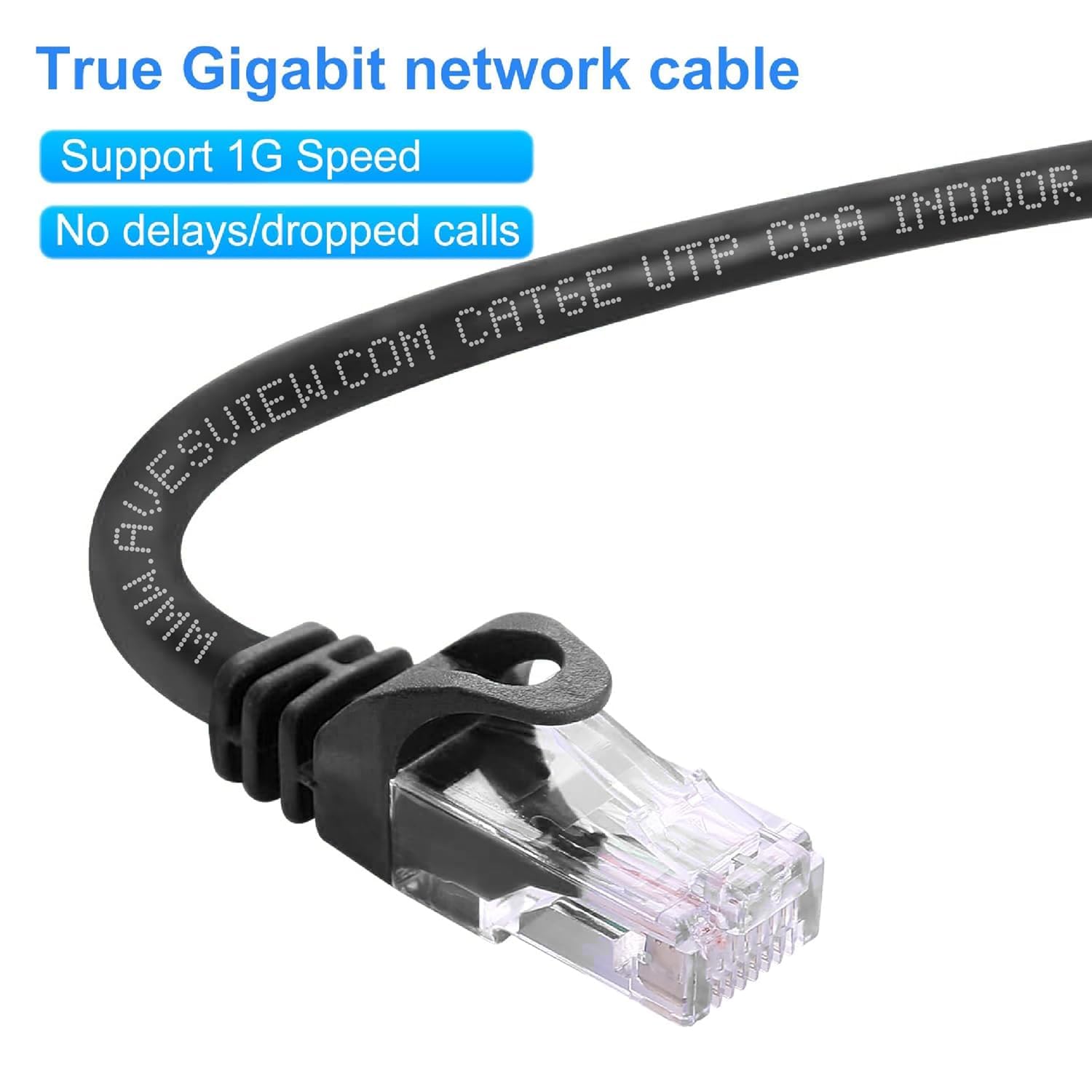 Kabel Ethernet CAT 6 1,5 m, 10 cm, wewnętrzny, szybki kabel Ethernet 10 Gb/s, Snagless CAT6, do Internetu, panelu krosowego, sieci, routera, modemu, gier, PlayStation, Xbox (czarny, 1222)