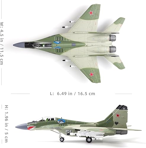 Miniatura 2 de 1100 MIG-29 Fulcrum Metal Fighter Model Kit de simulación militar modelo de avión aleación militar pre-construcción adornos adecuados para colección