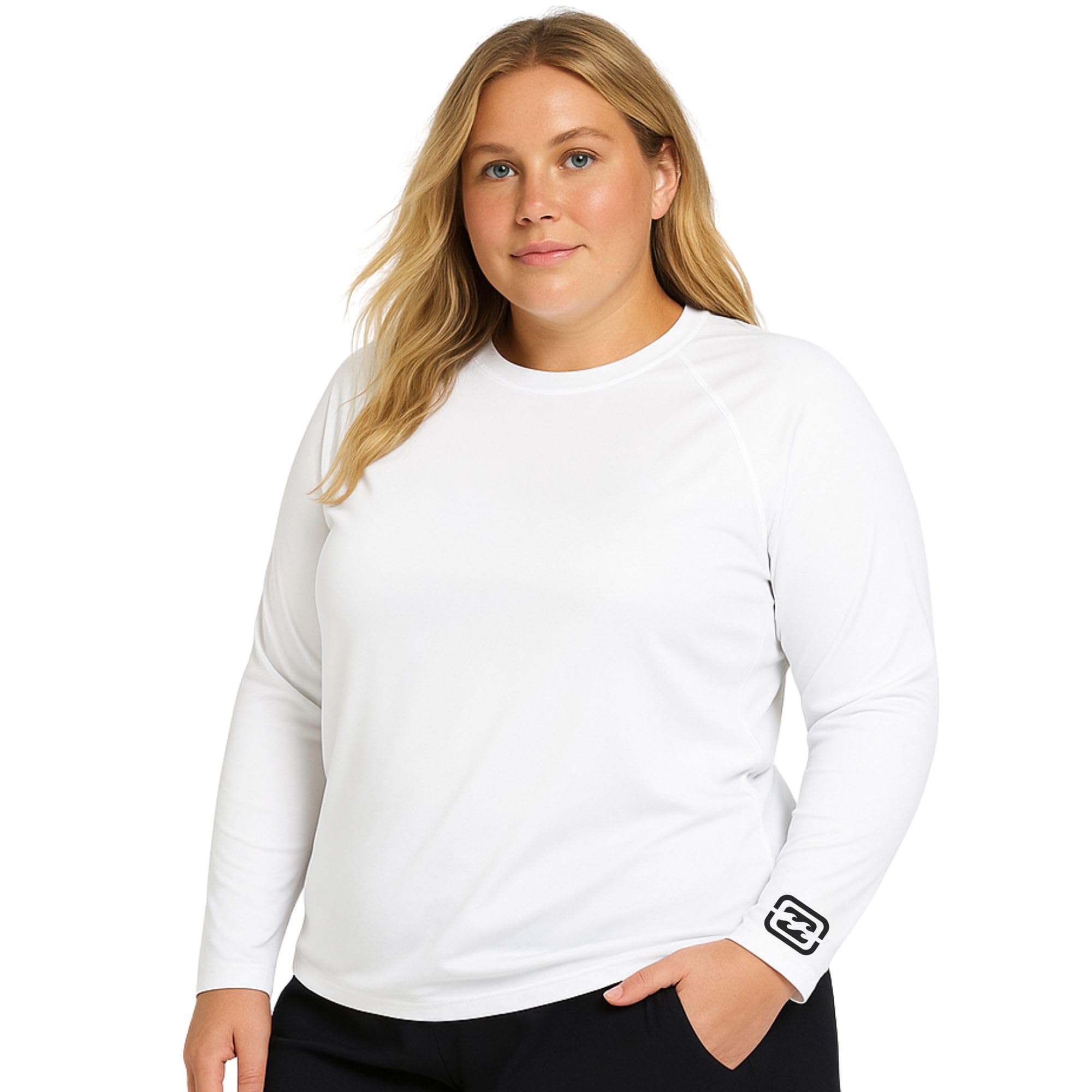 billabong plus size rash guard for women, upf 50+ long & short sleeve swim shirt white