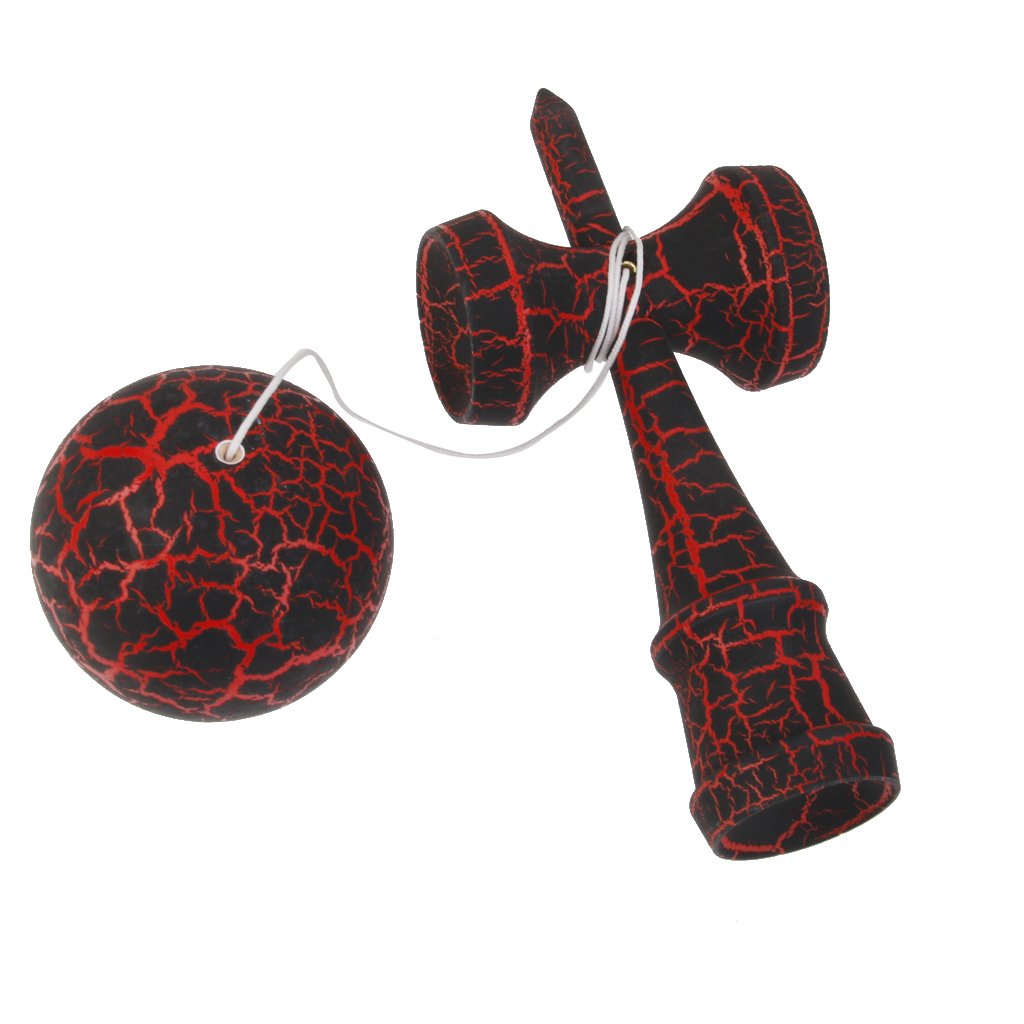 Kendama En Bois Peint Skill Ball - Jouet Adresse Attrape-Balle Noir Et Or
