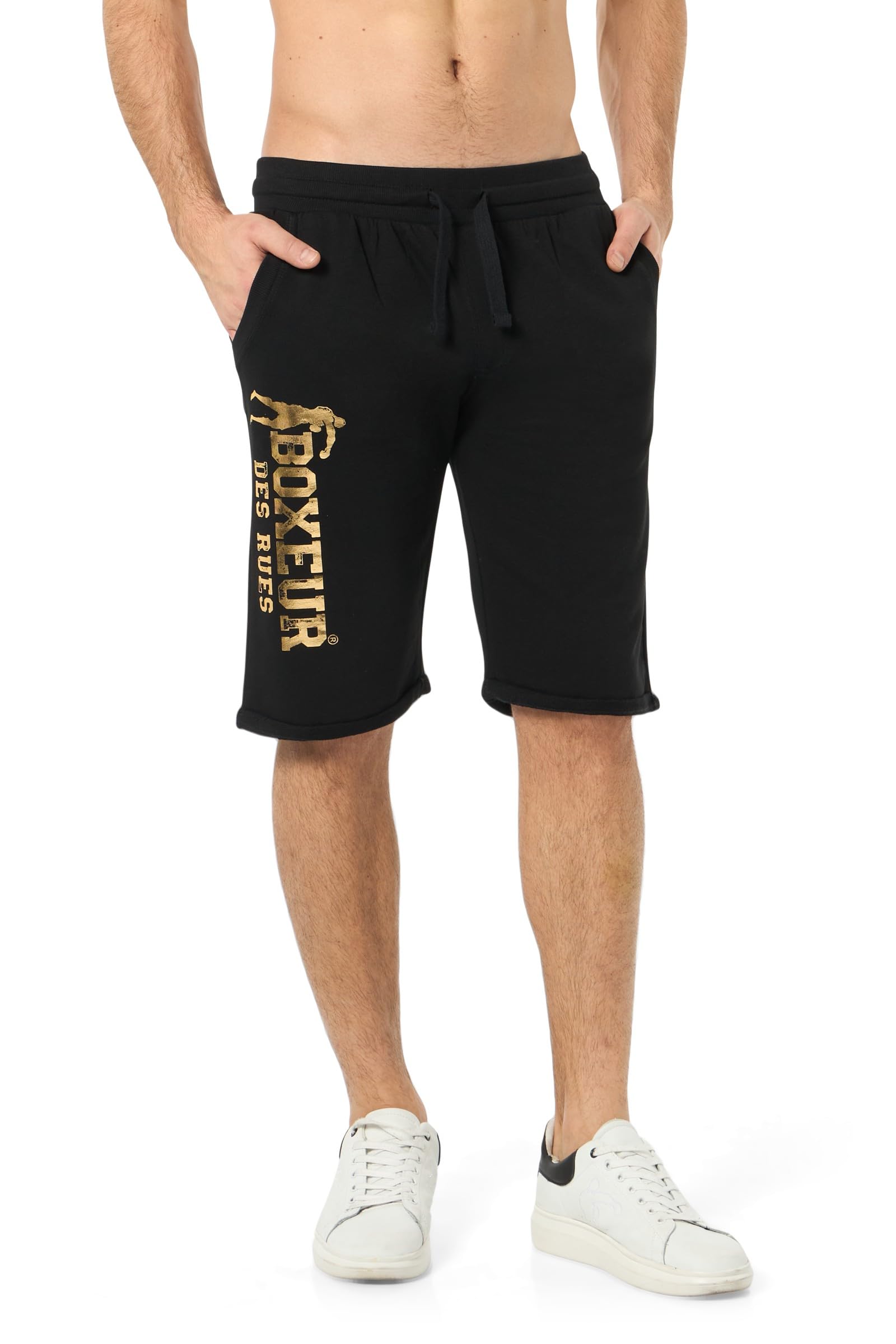 BOXEUR DES RUES Pantaloncino Nero con Logo Oro