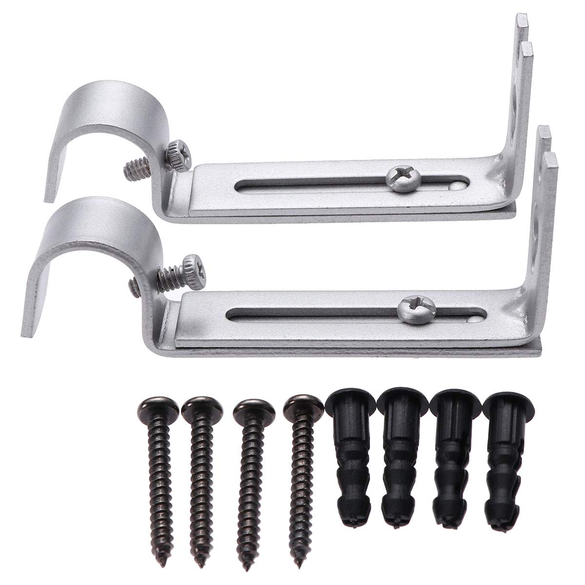 VORCOOL Curtain Rod Bracket,2 Pcs Adjustable Outside Mounted Blinds Curtain Rod Bracket Attachment(Silver)
