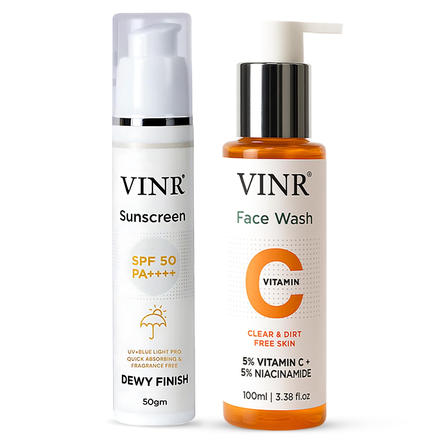VINR Skin Care Gift Set for Women & Men | 5% Vitamin C + E Face Wash & Snail Mucin SPF 50 PA+++ Sunscreen | Brightening, Hydrating & Barrier-Repair Skincare Combo – 2 Pcs-image-48