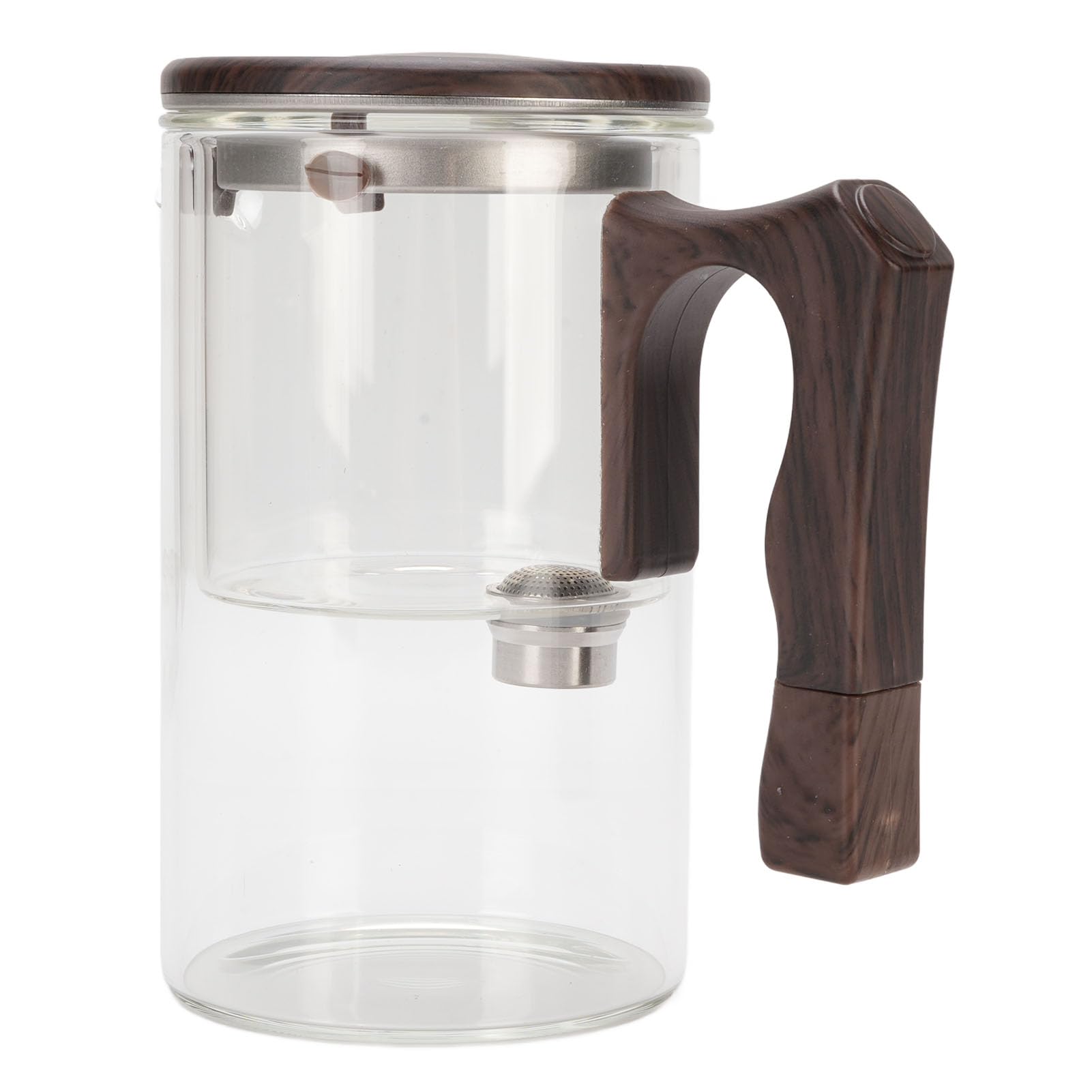 Szklany Dzbanek do Herbaty z Sitkiem, Borokrzemianowy Dzbanek do Herbaty 550 Ml, Magnetyczna Separacja Wody, Drewniany Uchwyt, Szczelna Wylewka, Parzenia Gorącej Zimnej w Domowym Biurze