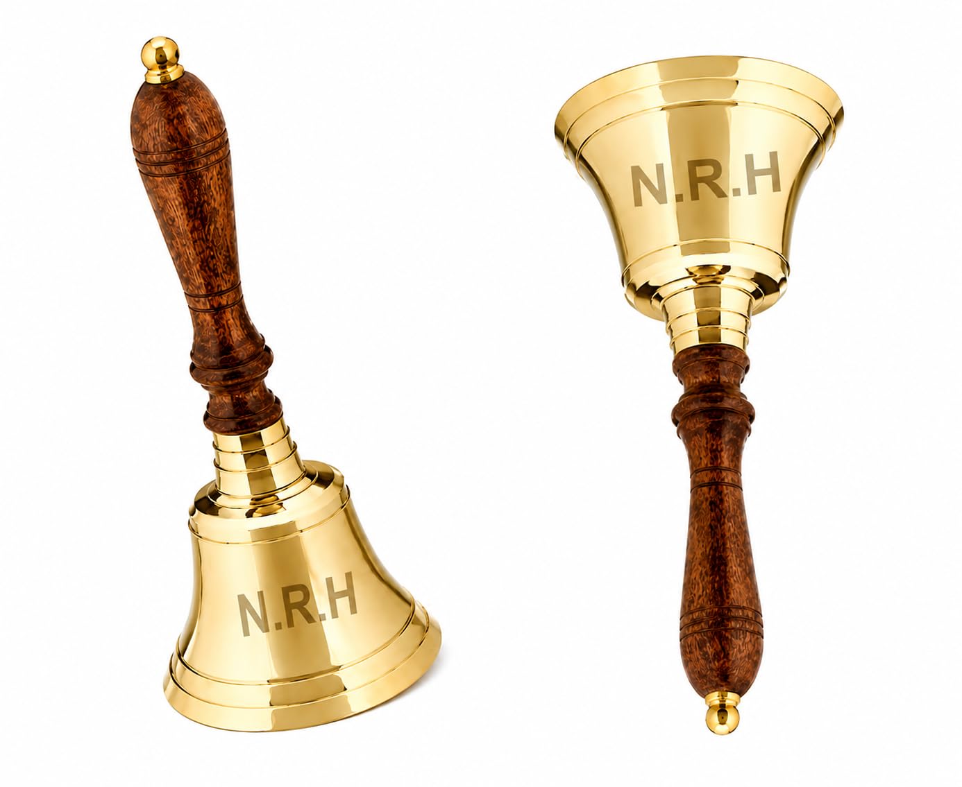 Solid Brass Wooden Handle Bell School & Dinner Classice Bells Nautical Gift Item
