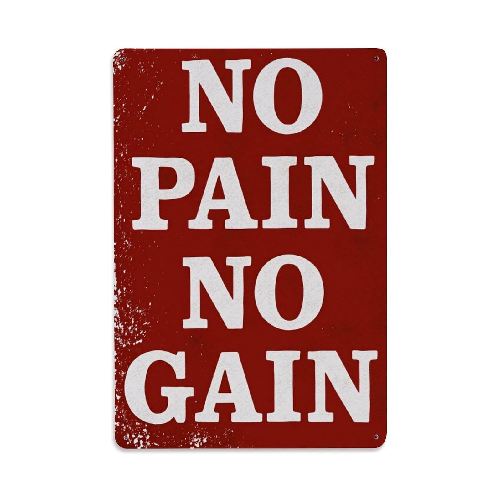 No Pain No Gain Vintage Tin Sign Retro Metal Wall Decor Metal Poster, Home Bar Garage Farmhouse Cafe Wall Art Decoration 8x12Inches