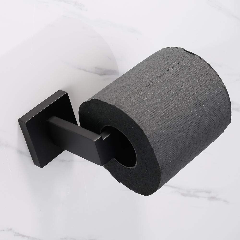 Aphromily Toilettenpapierhalter Mattschwarz – SUS304 Edelstahl, Quadratisch, Für Große Rollen