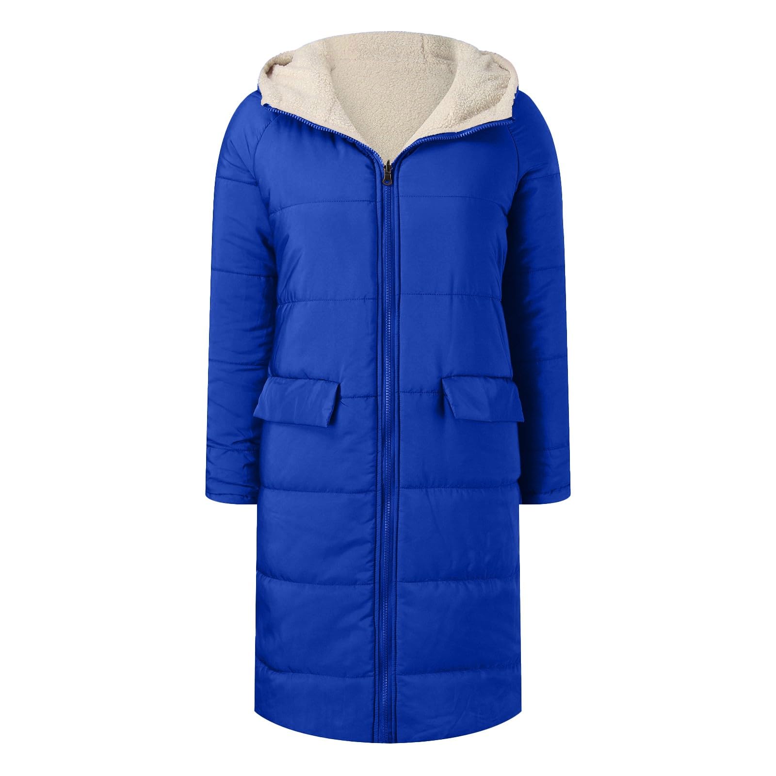 Generisch Wintermantel Damen Lang Warm Winterjacke Gefüttert Elegant Fleecejacke Winter Steppmantel Einfarbig Parka Mit Reissverschluss Winterparka Mit Taschen Mantel Thermo Dicke Damenmantel Langarm