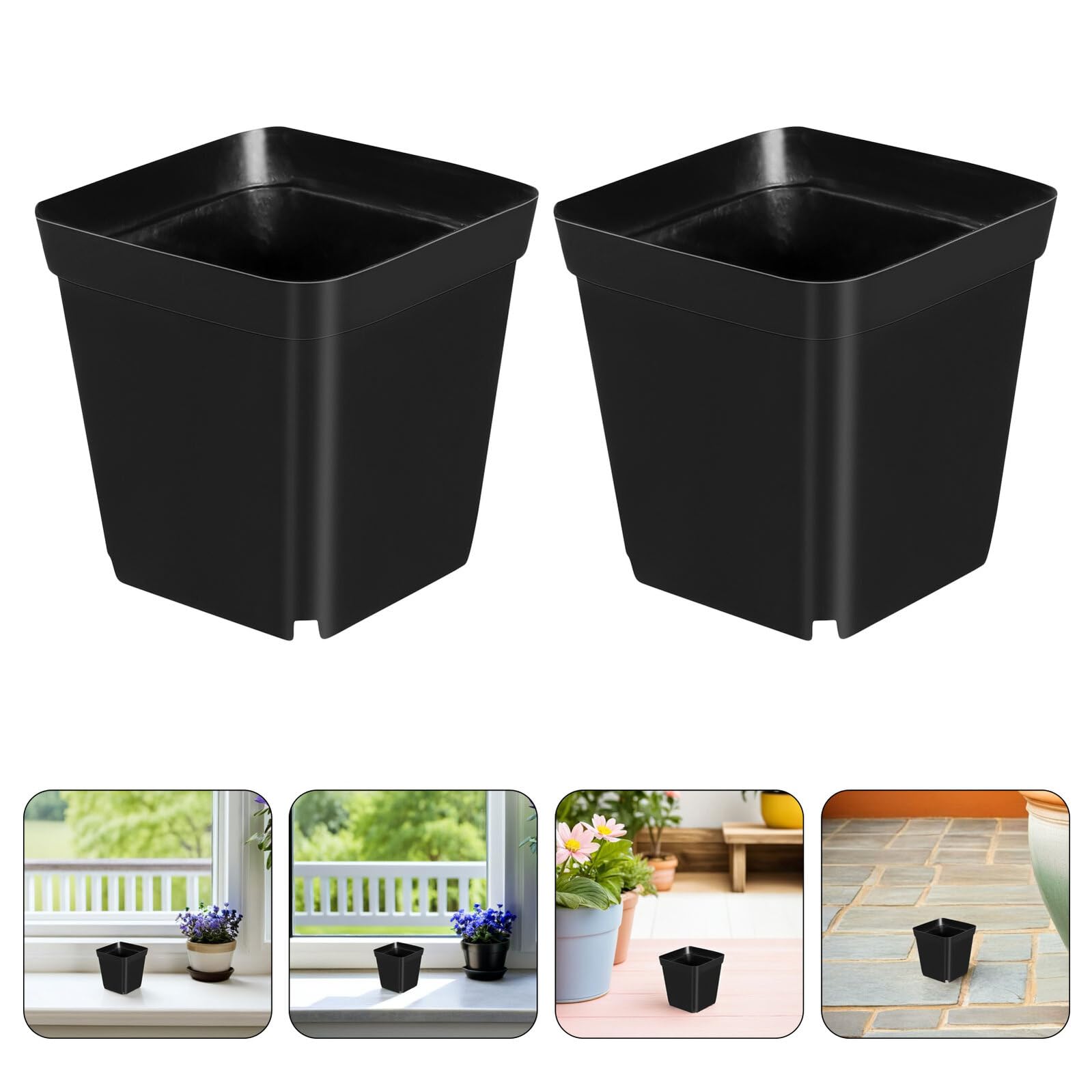 Pots de Pépinière Carrés en Plastique Noir 2,36 Pouces, 100 Pièces