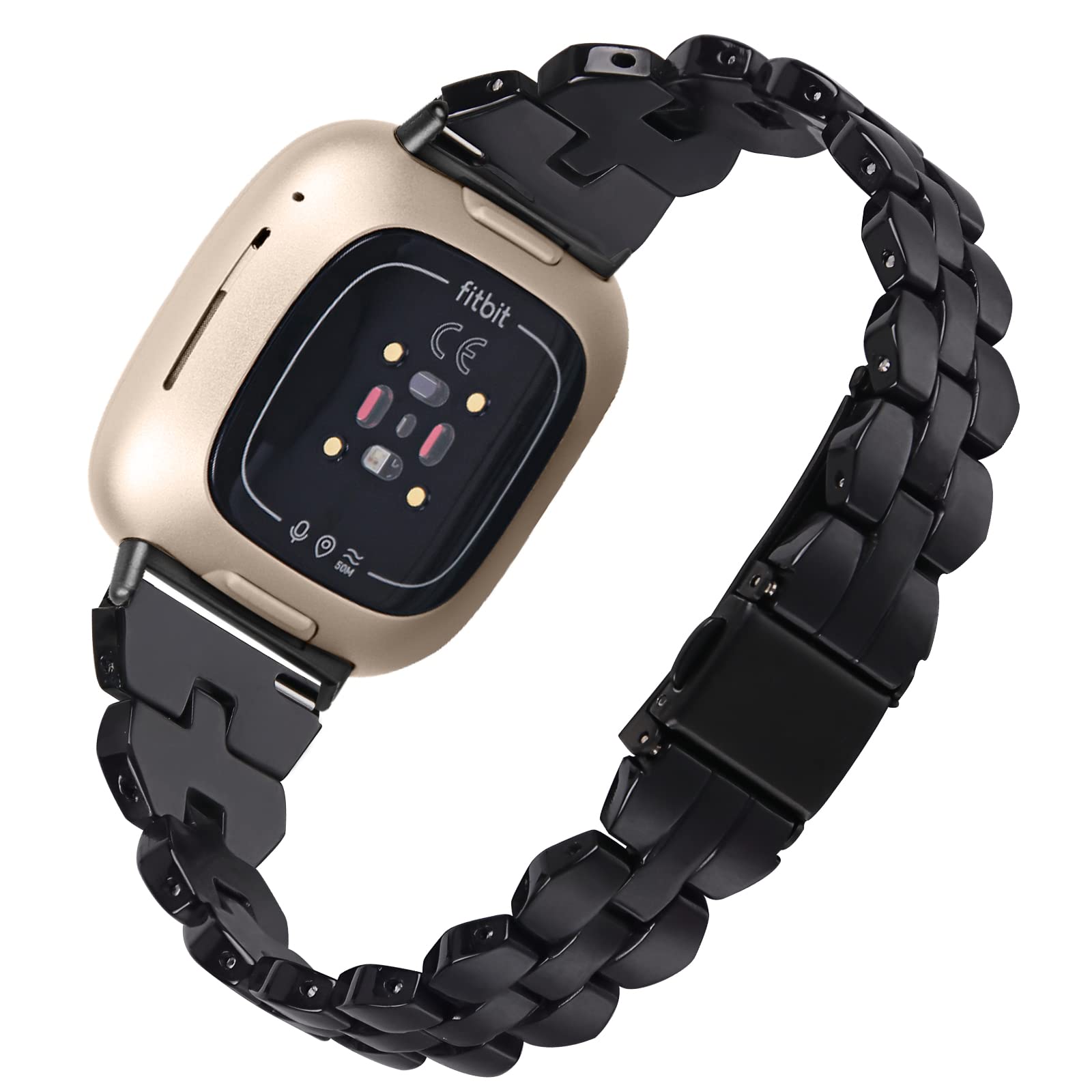 AISPORTS Compatible with Fitbit Versa 4 Strap/Fitbit Sense 2 Strap Resin for Women, Slim Lightweight Resin Adjustable Sport Wristband Metal Buckle Bracelet Replacement Strap for Fitbit Versa 4/Sense 2