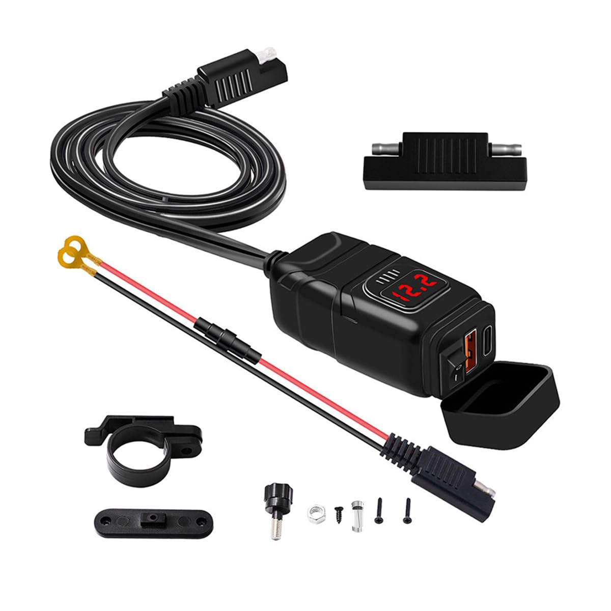 Universal Motorcycle Dual USB Phone/GPS Charger With Inline Fuse (12V