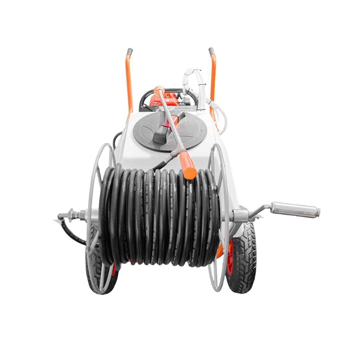 Bricoferr Carretilla sulfatadora de 2 Ruedas 26 CC 80L com Manguera de 50 Metros y Lanza de 90 cm