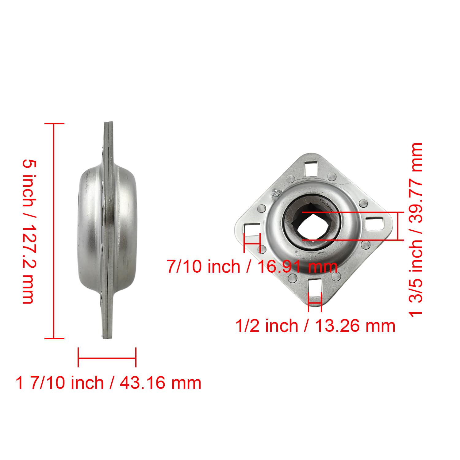 AJANTA INDUSTRIAL UCFL207-22 Premium 2 Bolt Flange Bearing 1 3/8
