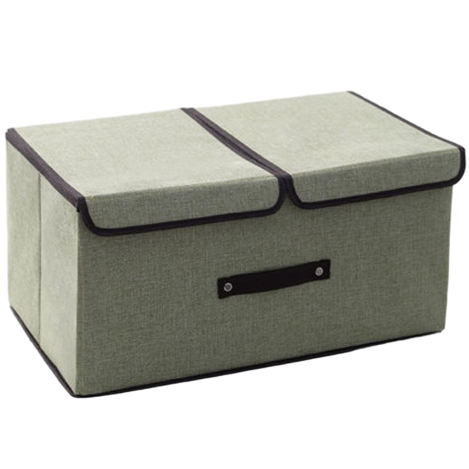 Mekalero Women's Green Cotton Linen Storage Box With Cover Double Lids Underwear Container Versatile Clothing Organizers For Practical Storage Solution