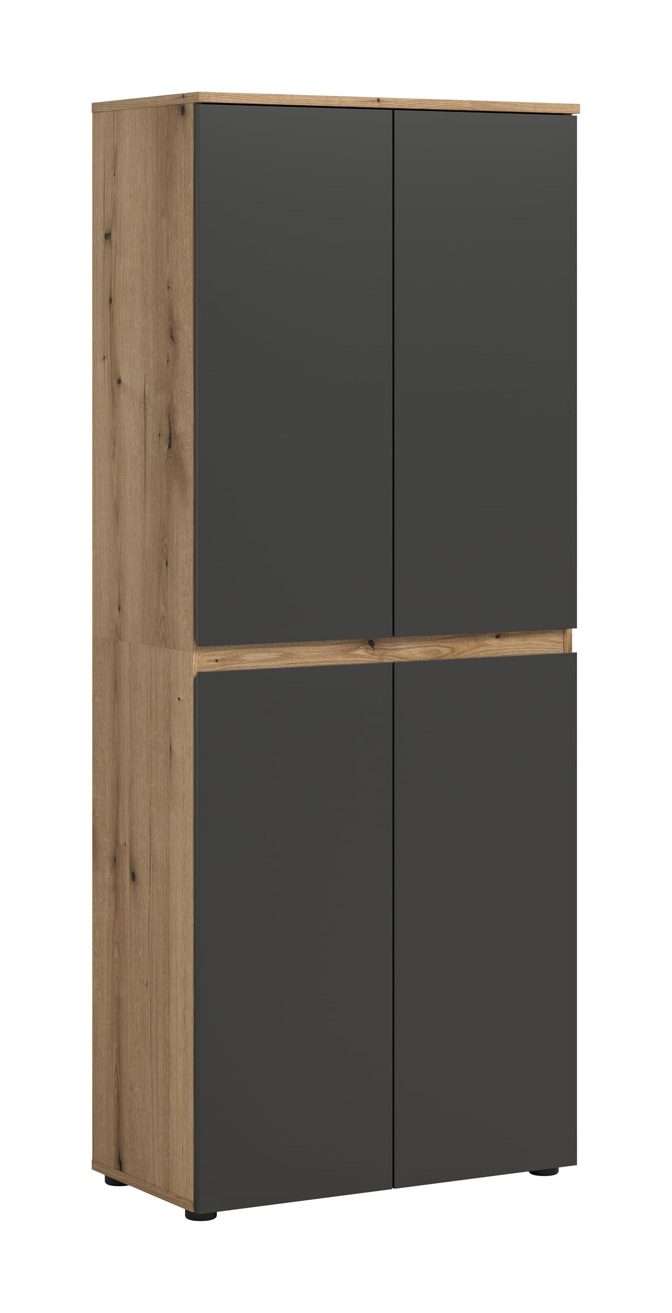 xonox.home - Universalschrank Scarpa 70x175x37cm in Front anthrazit Korpus Evoke Oak - Mehrzweckschrank Schrank Hochschrank Haushaltsschrank