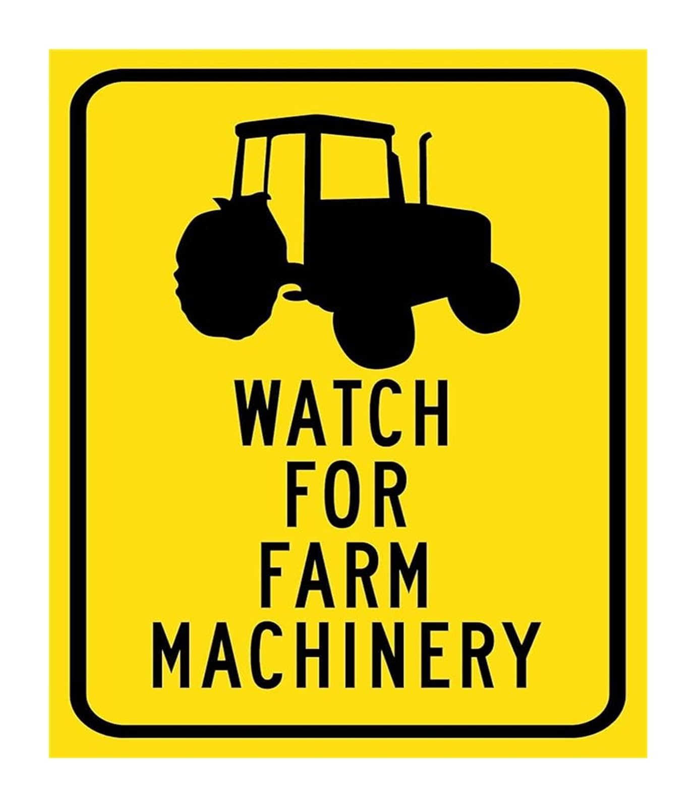 NWPNLXEA Caution Farm Machinery Warning Sign Heavy Duty Metal Tin Plaque for Warehouse Workshop Outdoor Indoor Sign 12 X 16 in