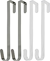 Iconikal 4-Pack 13-Inch Over Door Wreath Hangers - 2 Stainless Steel 2 Plastic, 10lb Capacity, Scratch-Safe Indoor Outdoor Holiday Decor