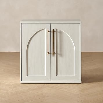 mopio Blake Storage Cabinet, Small Modular Accent Display Sideboard Buffet Cabinet with Storage, Media Console Credenza, for Kitchen, Coffee Bar, Pantry, Living Room White Oak Arched, Single