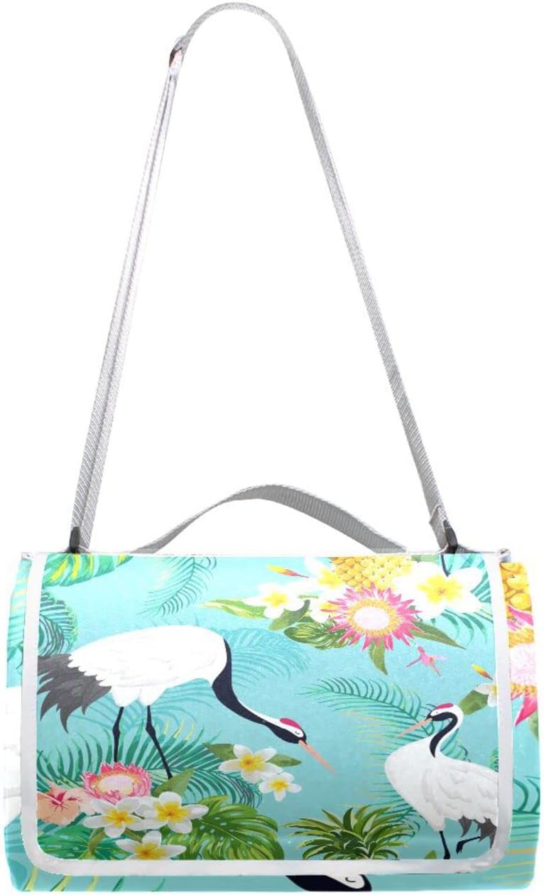 レジャーシート レジャーマット 厚手 アルミ 折り畳み 防水 コンパクト 大判 鶴 植物 花柄 水色 花見 キャンプ 軽量 ピクニッ