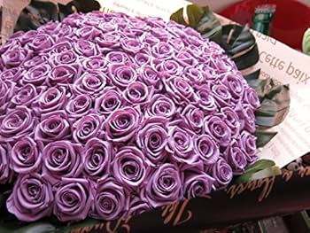 ブリザーブドフラワー 薔薇 100輪 Amazon.co.jp: 紫バラ 100本 花束 プリザーブドフラワー使用
