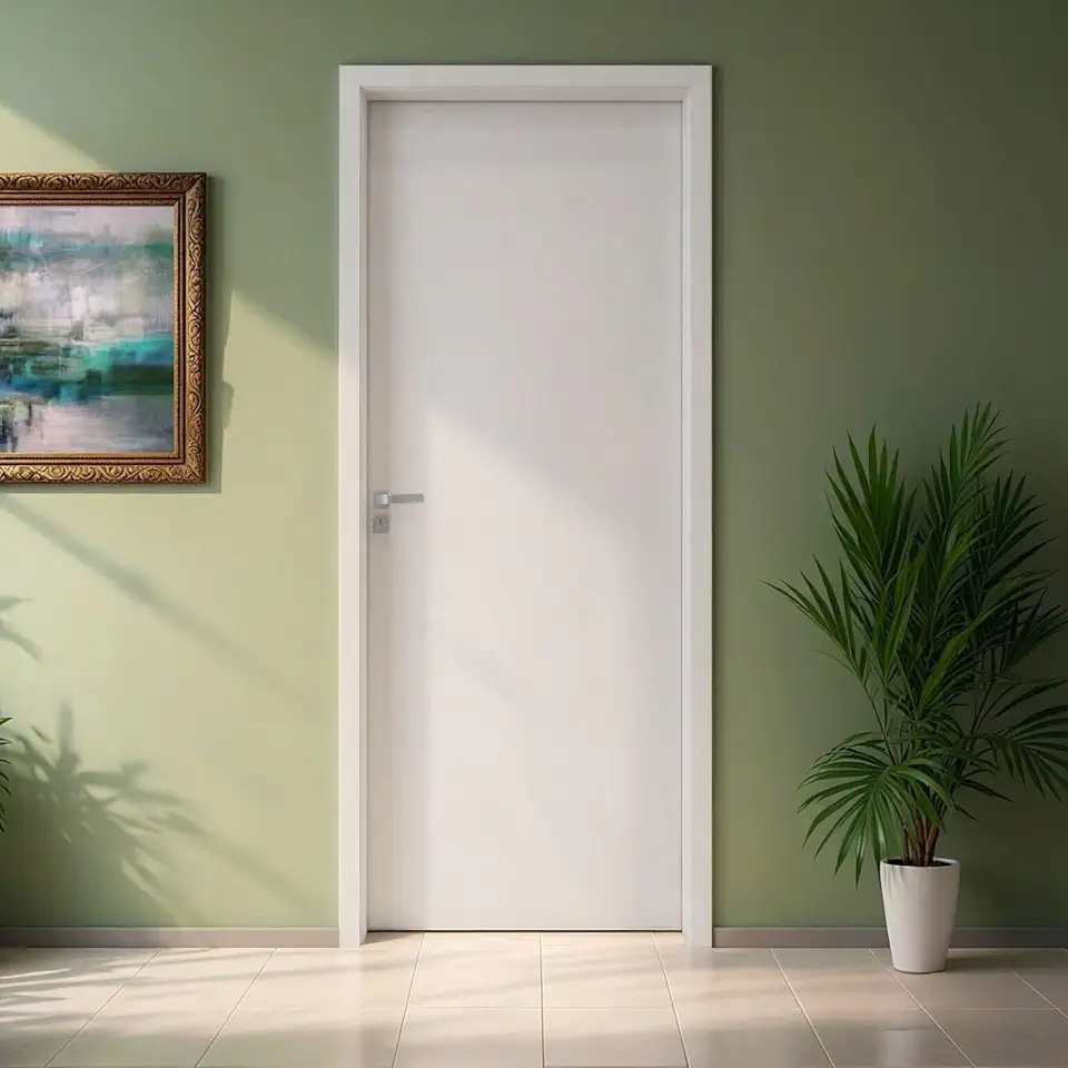 Kit Porta de Madeira 210x62cm Batente 11cm Lisa Primer Uniportas Abertura Esquerda Branco