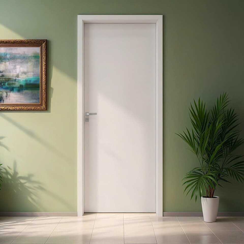 Kit Porta de Madeira 210x62cm Batente 11cm Lisa Primer Uniportas Abertura Esquerda Branco