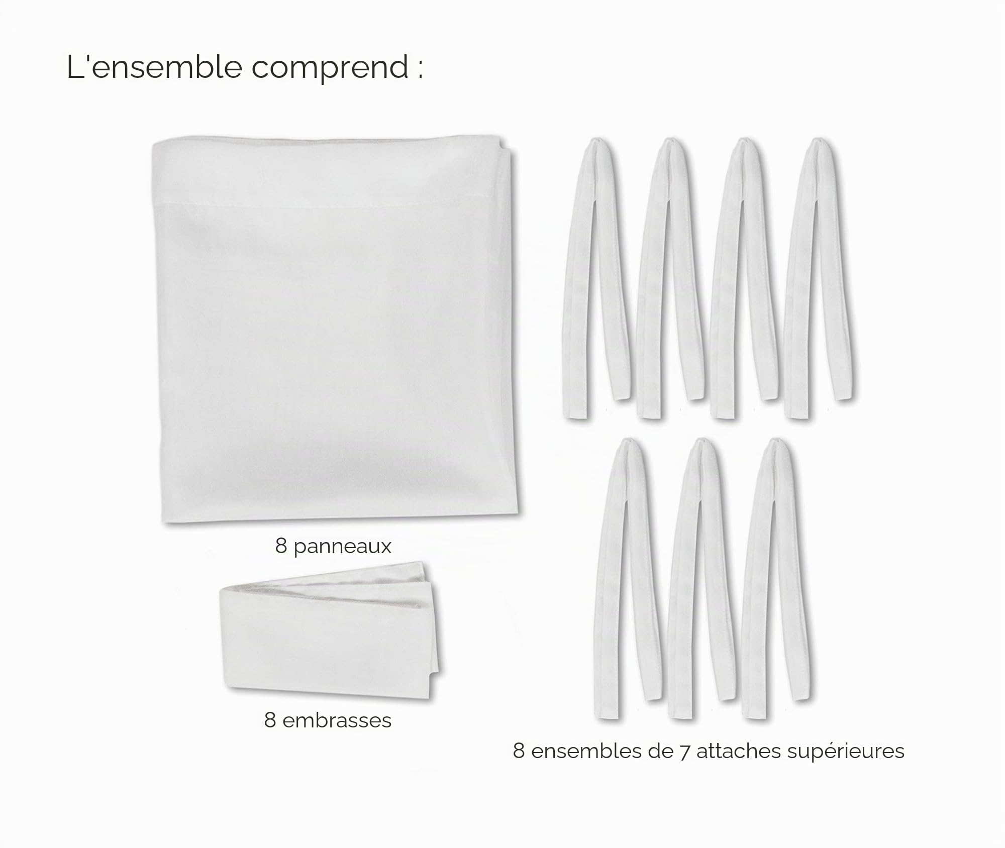 Royale Linens Ensemble de Rideaux de lit Canopy en Polyester, Blanc, Taille Unique