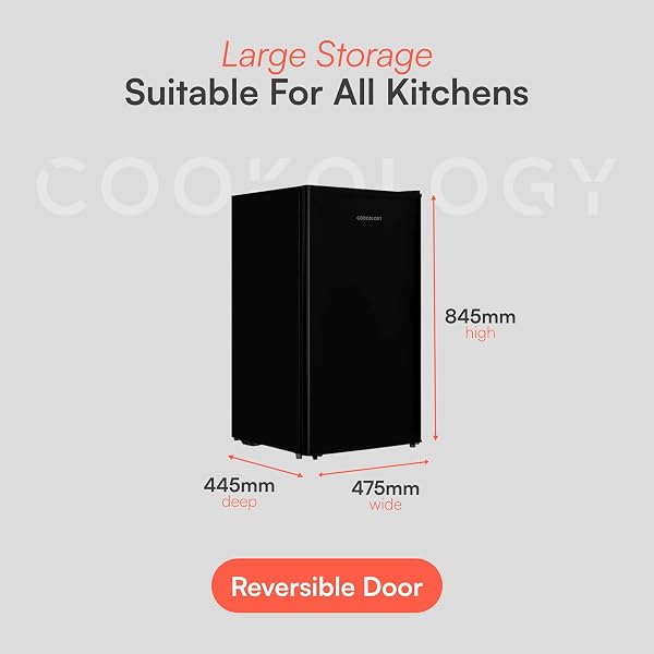 Cookology UCIB80 Under Counter Freestanding Fridge in Black - 80 Litre Capacity - Adjustable Temperature Control & Legs - Reversible Door and Ice Box - 4