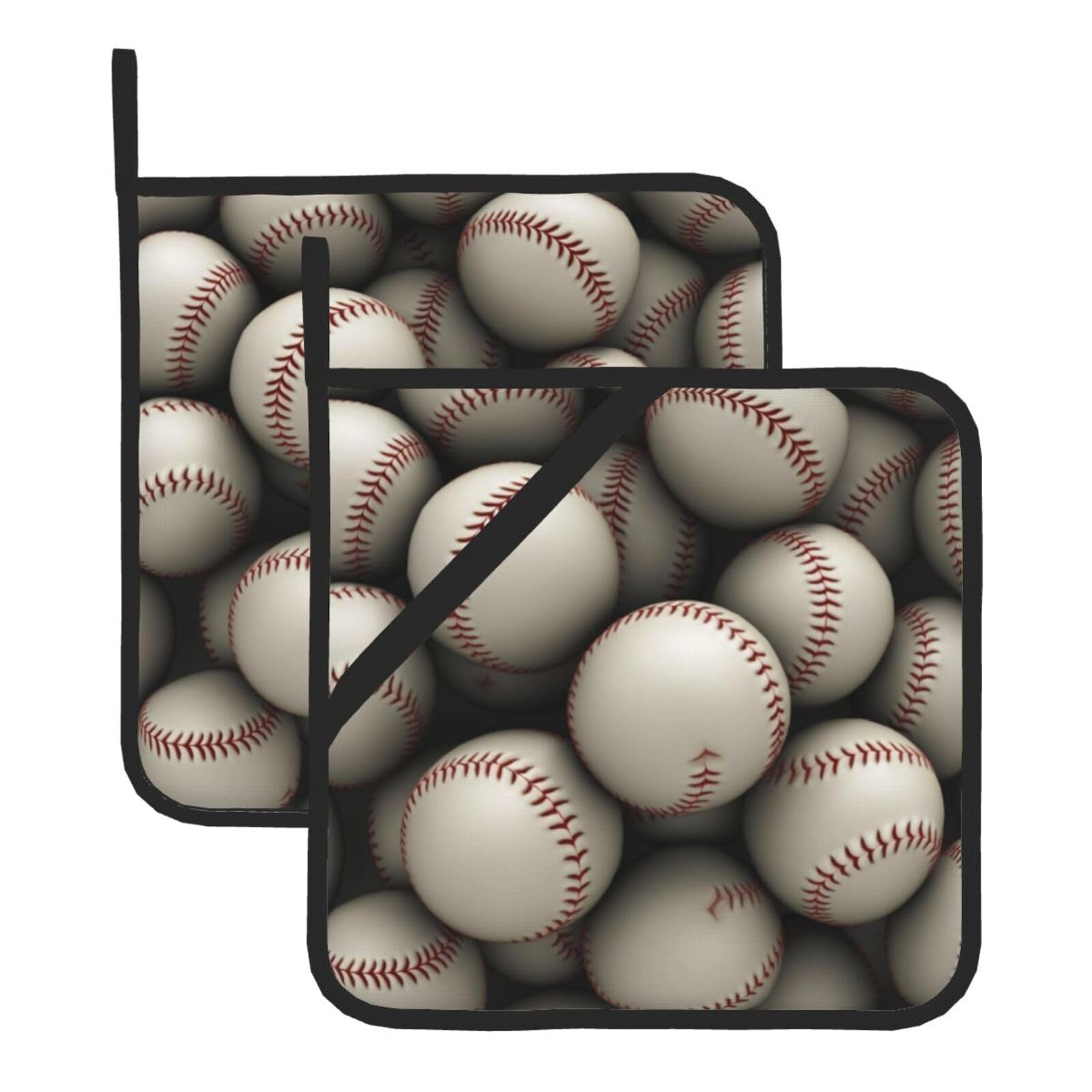 2 Pack Baseball Pot Holders for Kitchen Heat Resistant Pot Holders with Pocket Oven Potholders Washable Hot Pads for Cooking Baking Oven Pans Trivet 8x8 Inches