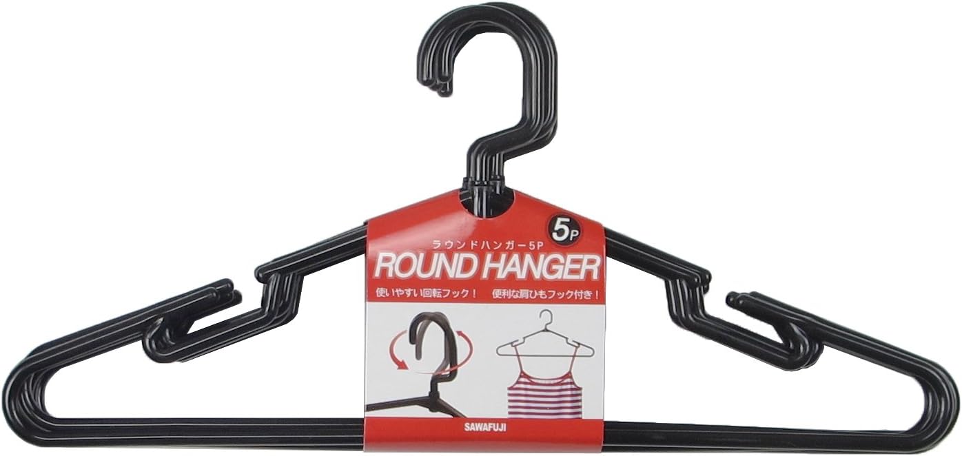 Sawafuji RD-05 Round Hanger, Set of 5, Black