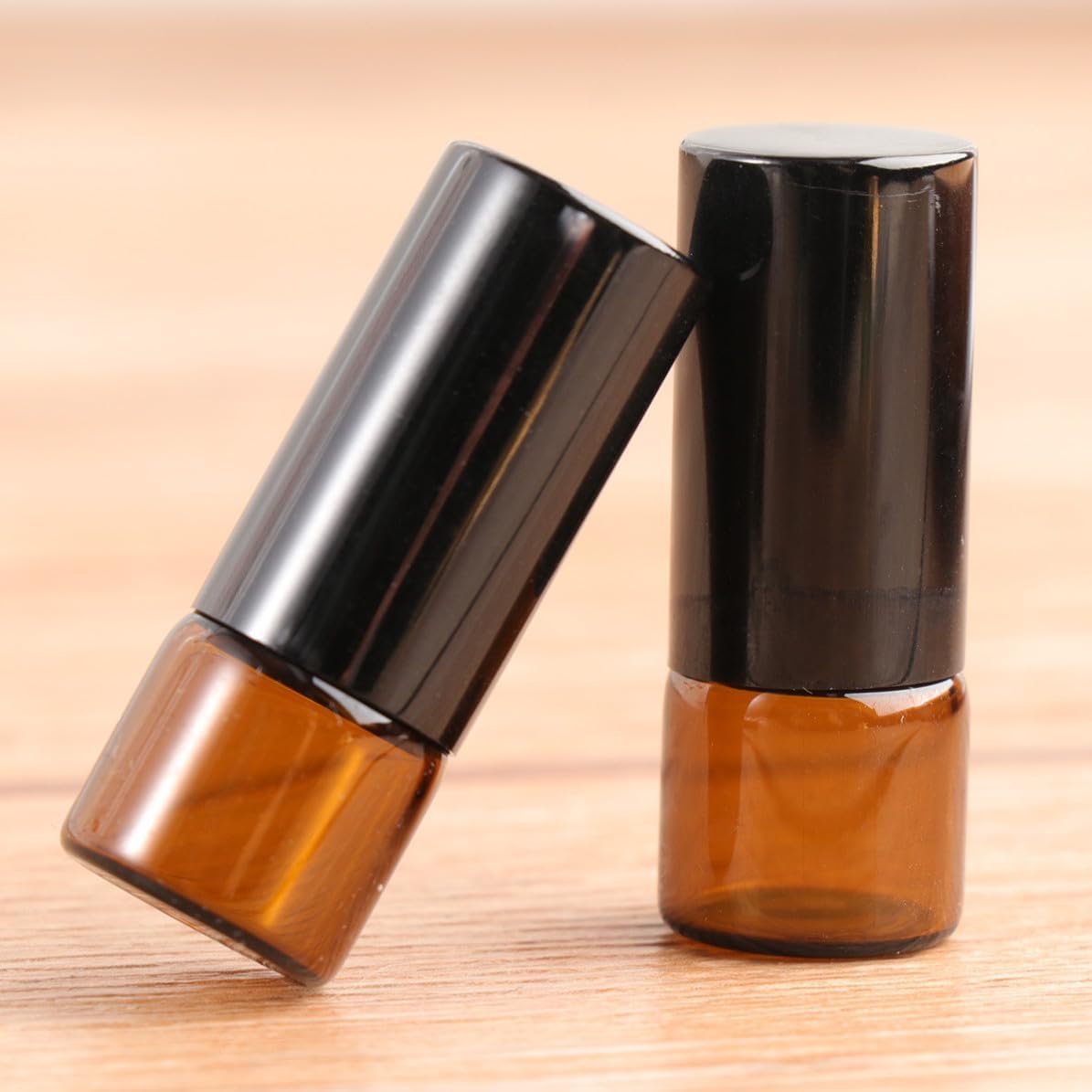 Amber Glass Roller Bottles with Stainless Steel Leakproof Roller Balls 12 Pcs 1ml and Black Caps, Portable Refillable Containers for Essential Oil Blends and Perfume Oils