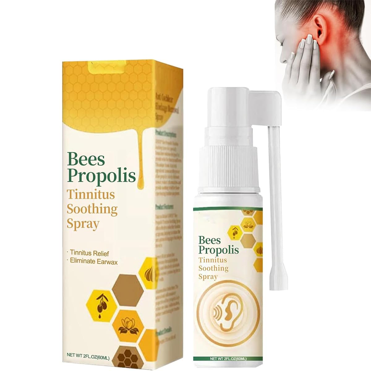 Bee Propolis Tinnitus Relief Spray, Tinnitus Relief for Ringing Ears, Tinnitus Relief Spray Relieves Tinnitus,Ear Tinnitus Relief, Ear Discomfort (1pcs)