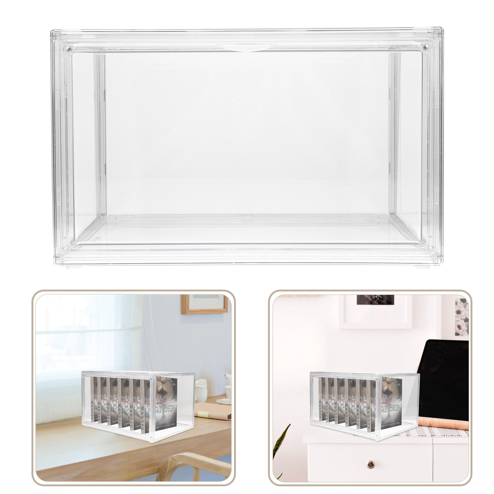 PRETYZOOM Caja Transparente de Acrílico para Almacenaje Apilable con Diseño Simple, Organizador Versátil el Hogar