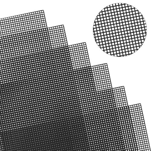 Image of Savita 6pcs Plastic mesh Sheets 7 Count Needlepoint Canvas for Embroidery Crafting and Knit and Crochet Projects (Black)