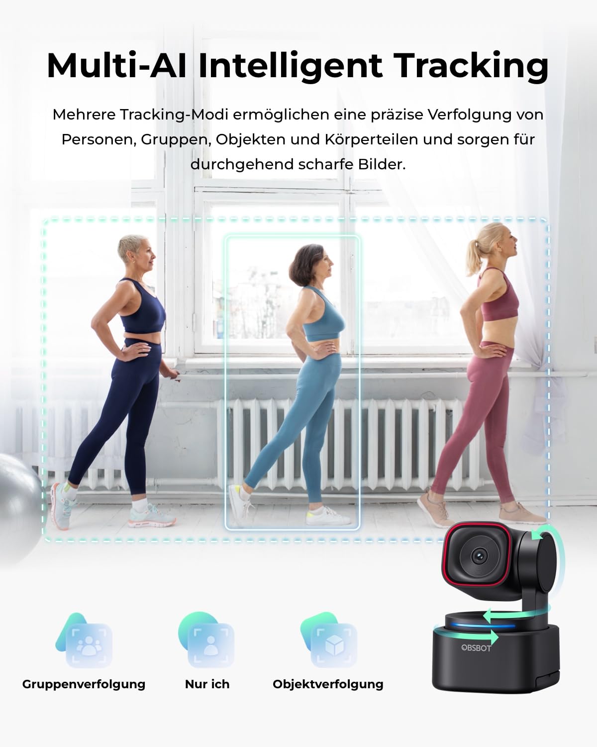 OBSBOT Tiny 3 Lite AI-Powered Spatial Audio 4K Webcam – Kompakte AI-Tracking-PTZ-Kamera mit 1/2"-Sensor, Tri-Mic, Voice Control, 120FPS, HDR, Webcam für PC, Mac, Laptop, Streaming, Meeting, Switch 2