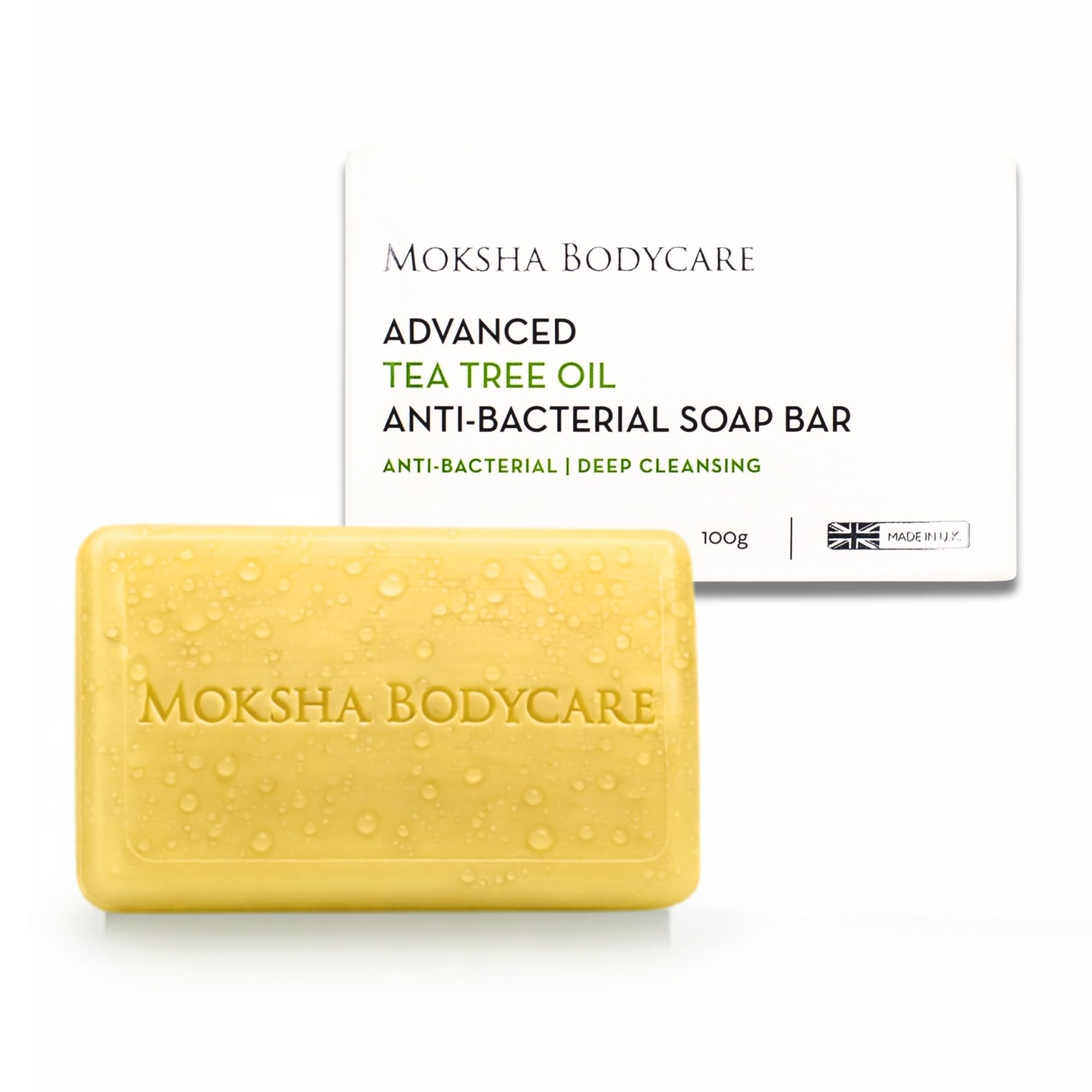 Tea Tree Acne Soap Bar for Face - [Made In U.K] Mens Antibacterial Soap Bar Acne Treatment for Women Teens Sensitive Skin Blemishes Control Cleanser Spots Blackheads, Paraben and Cruelty FREE - 100g