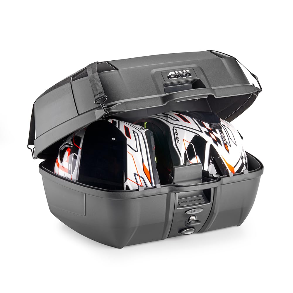 Generico BAULETTO B45 B45B+ BLACK NERO SCOOTER MOTO COMPATIBILE CON GIVI SUPPORTI MONOLOCK CON SCHIENALINO RETE PORTAOGGETTI E PIASTRA UNIVERSALE