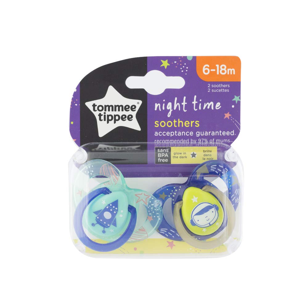 Tommee Tippee 618 Month Night Time Pacifier 2 Pack (Random Colors