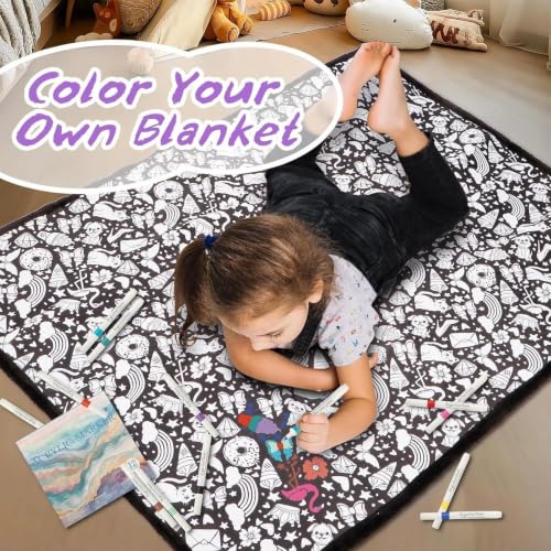Couverture à colorier lavable avec 24 feutres pour lit et canapé - 7