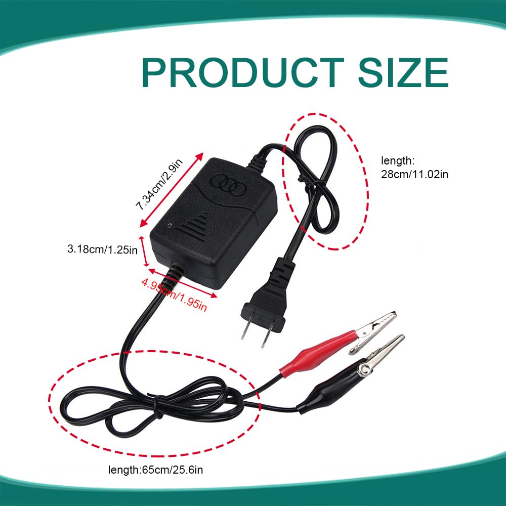 Lyxheth 12V 1300mA Sealed Lead Acid (SLA) Battery Charger, Trickle Charger for Car Battery, Battery Charger Maintainer with Short Circuit Protection, Universal Charger Adapter for Car Motorcycle
