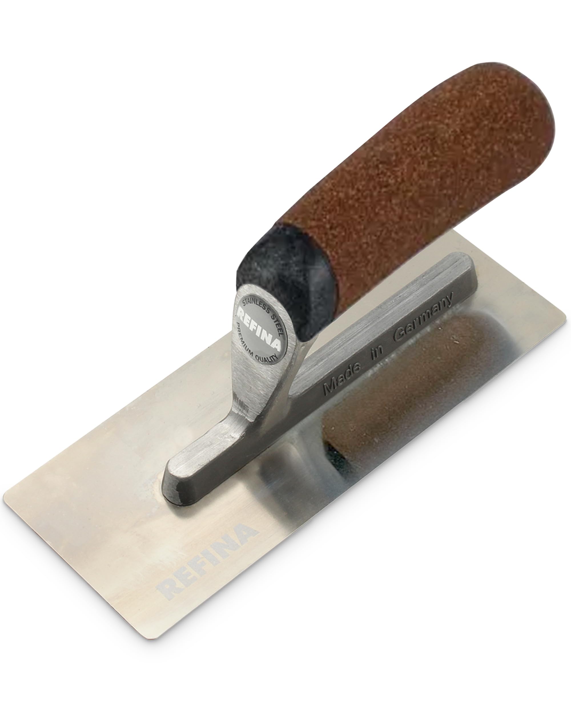 REFINA FINATEX Flex Midget Plastering Trowel for Tight Spaces - 8 x 4.3" (200 x 110mm) Plasterers w/ 0.4mm Stainless Steel Blade & Ergonomic Handle - Applying, Smoothing & Finishing Trowel
