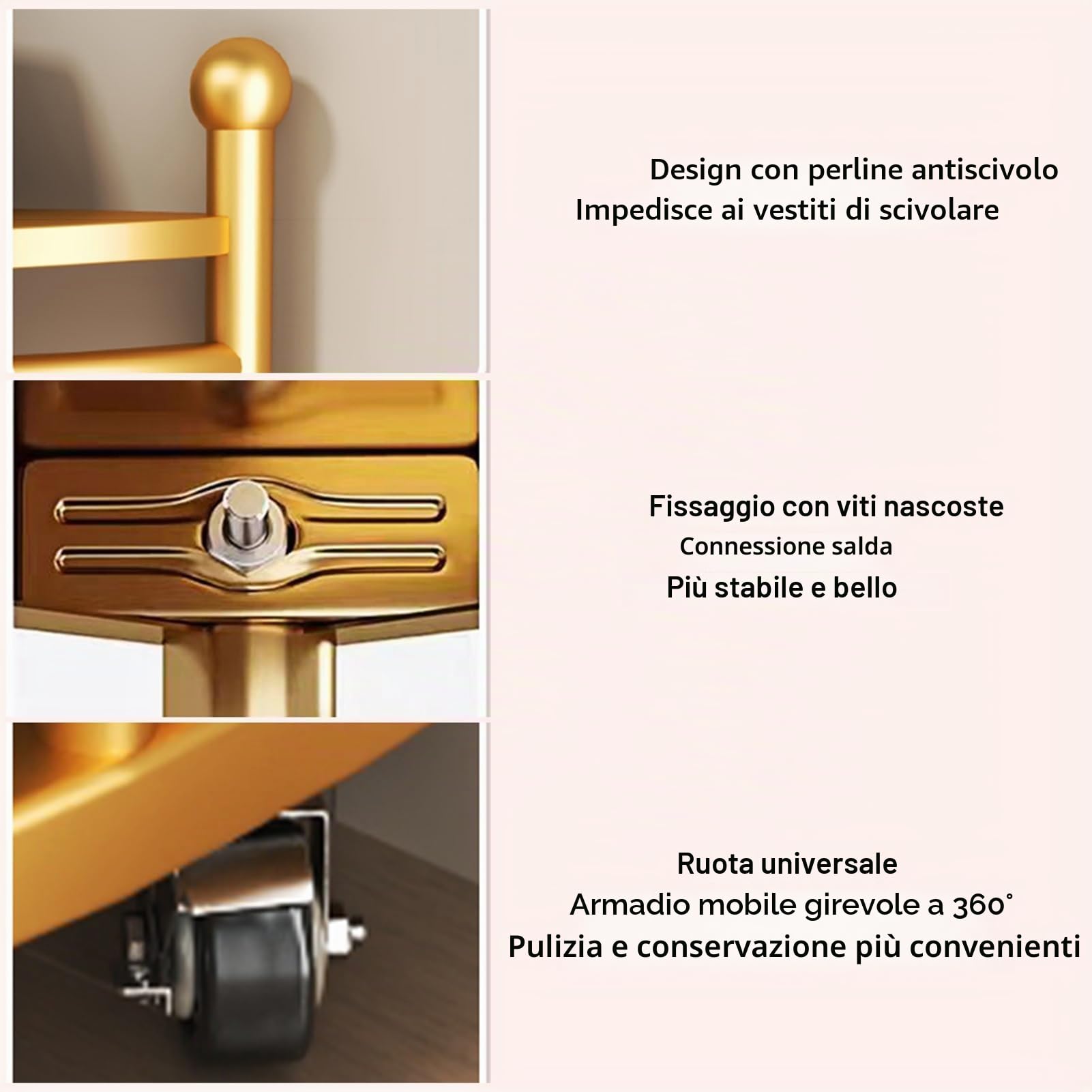 Appendiabiti Angolare Mobile, Appendiabiti Da Ingresso In Acciaio Al Carbonio Con Spazio Di Archiviazione, Appendiabiti Indipendenti, Adatto For La Casa, La Camera Da Letto, Il Soggiorno(Gold)