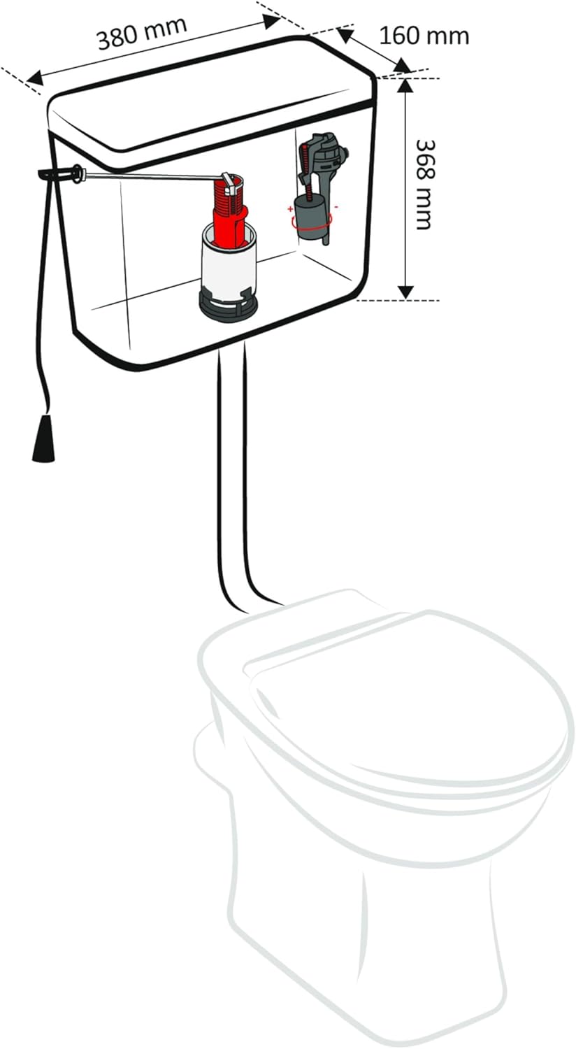Wirquin Reviso 50717361 High-Level Single-Volume Toilet Cistern