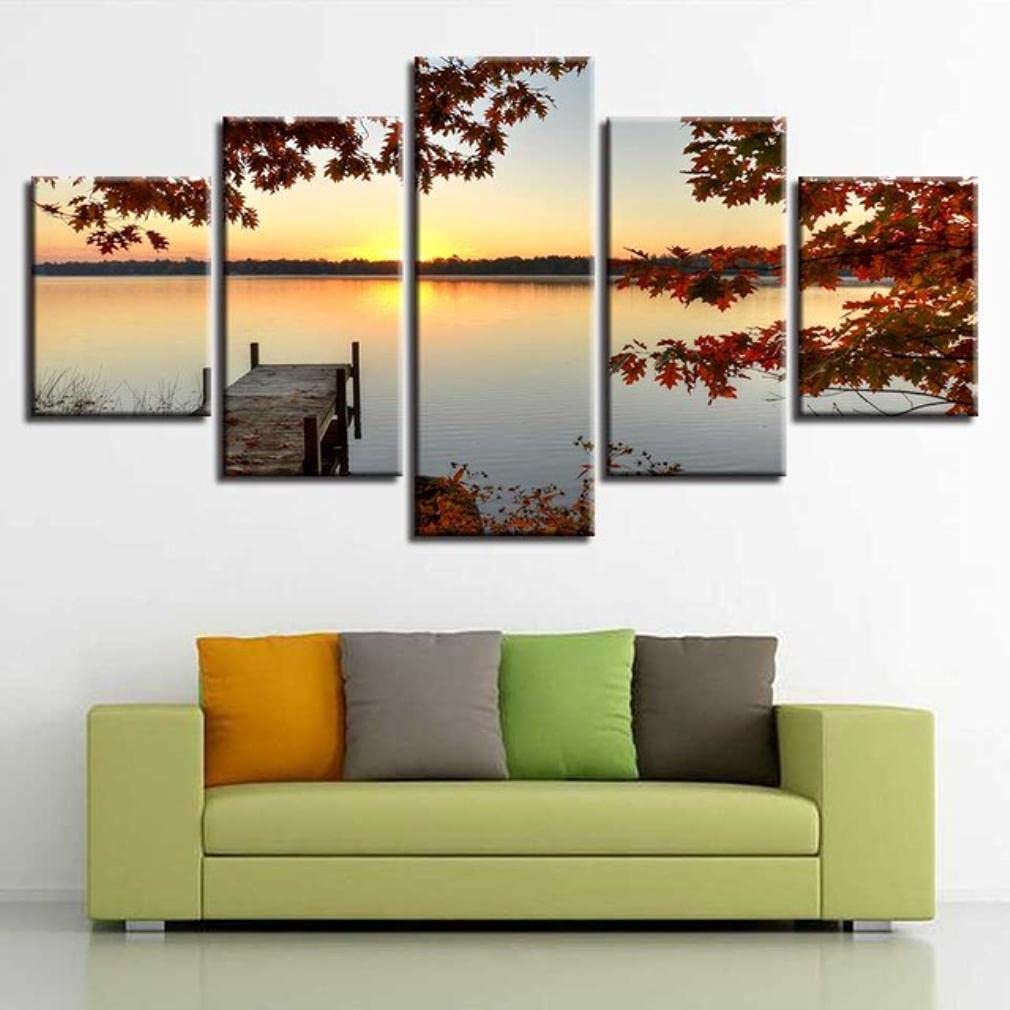 LHDLily Image Printed Hd On Canvas 5 Pieces Wall Artwork Print Picture Photo Wallpaper Mural Frame Canvas Posters Home Decoration Landscape