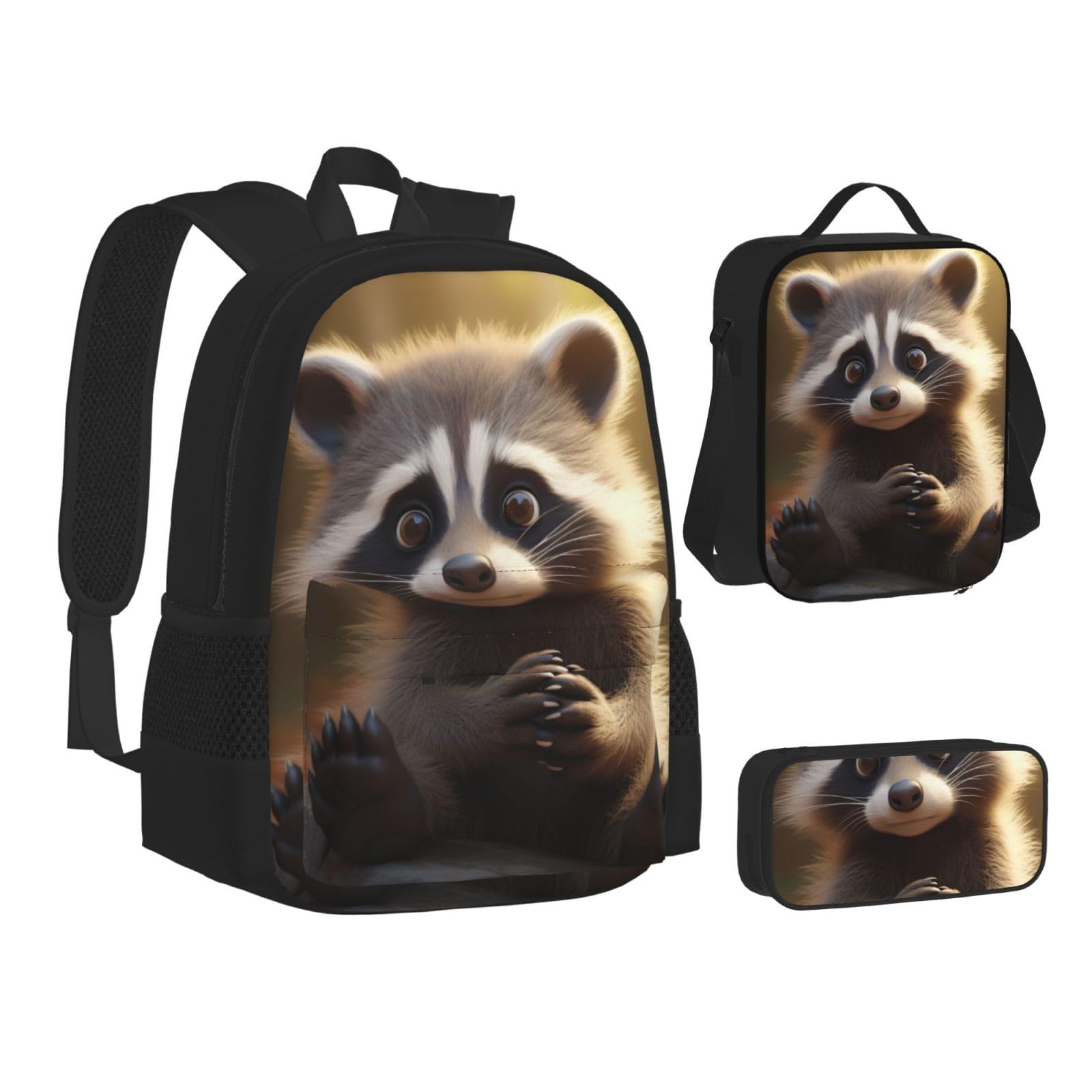 Zaino, borsa portapranzo, astuccio, set da 3 pezzi, per lavoro e