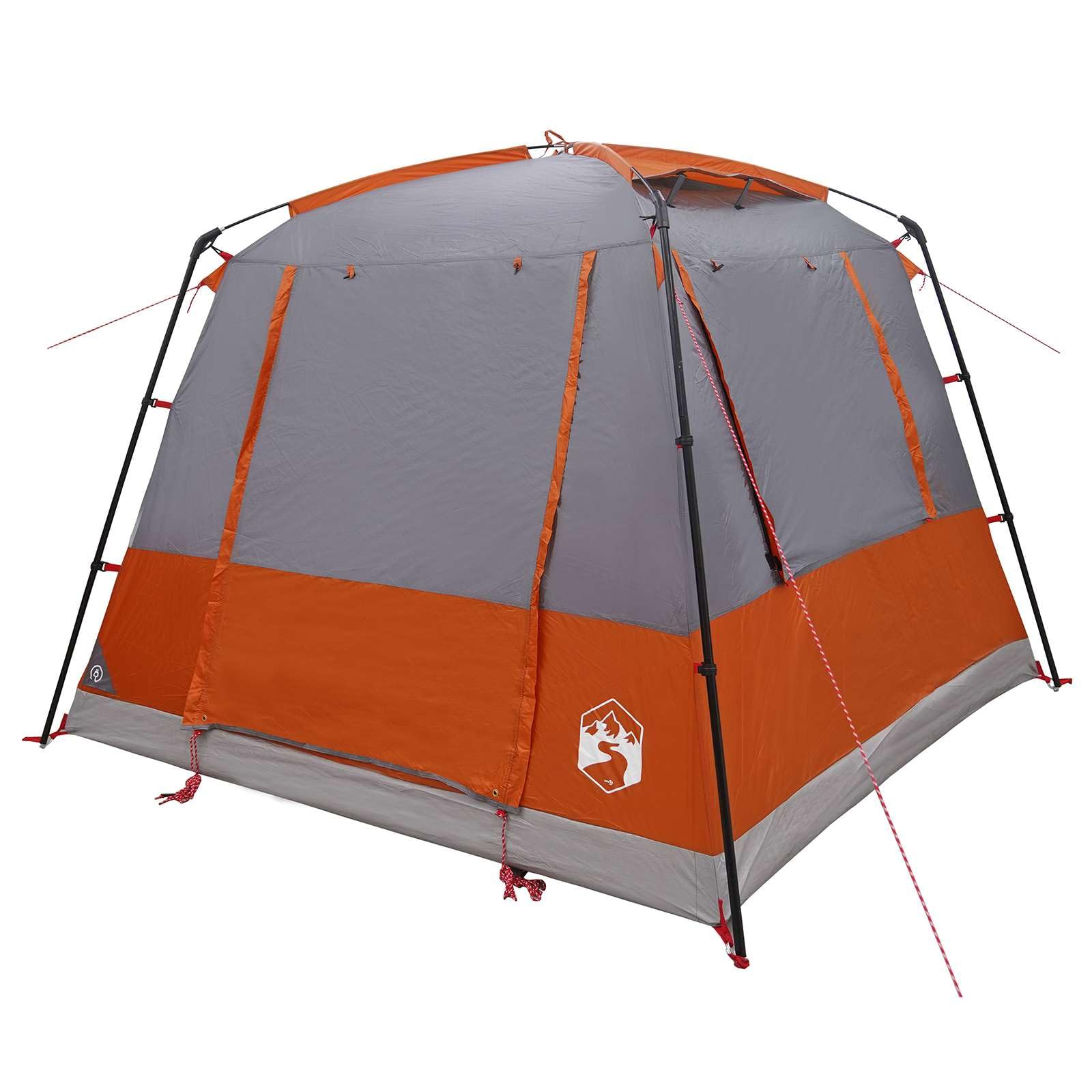 Toilettenzelt Grau und Orange 10 Personen 185T Polyester wasserdicht Camping Outdoor Zelt mit guter Belüftung und Stehhöhe für Familie Trekking Festival Natur