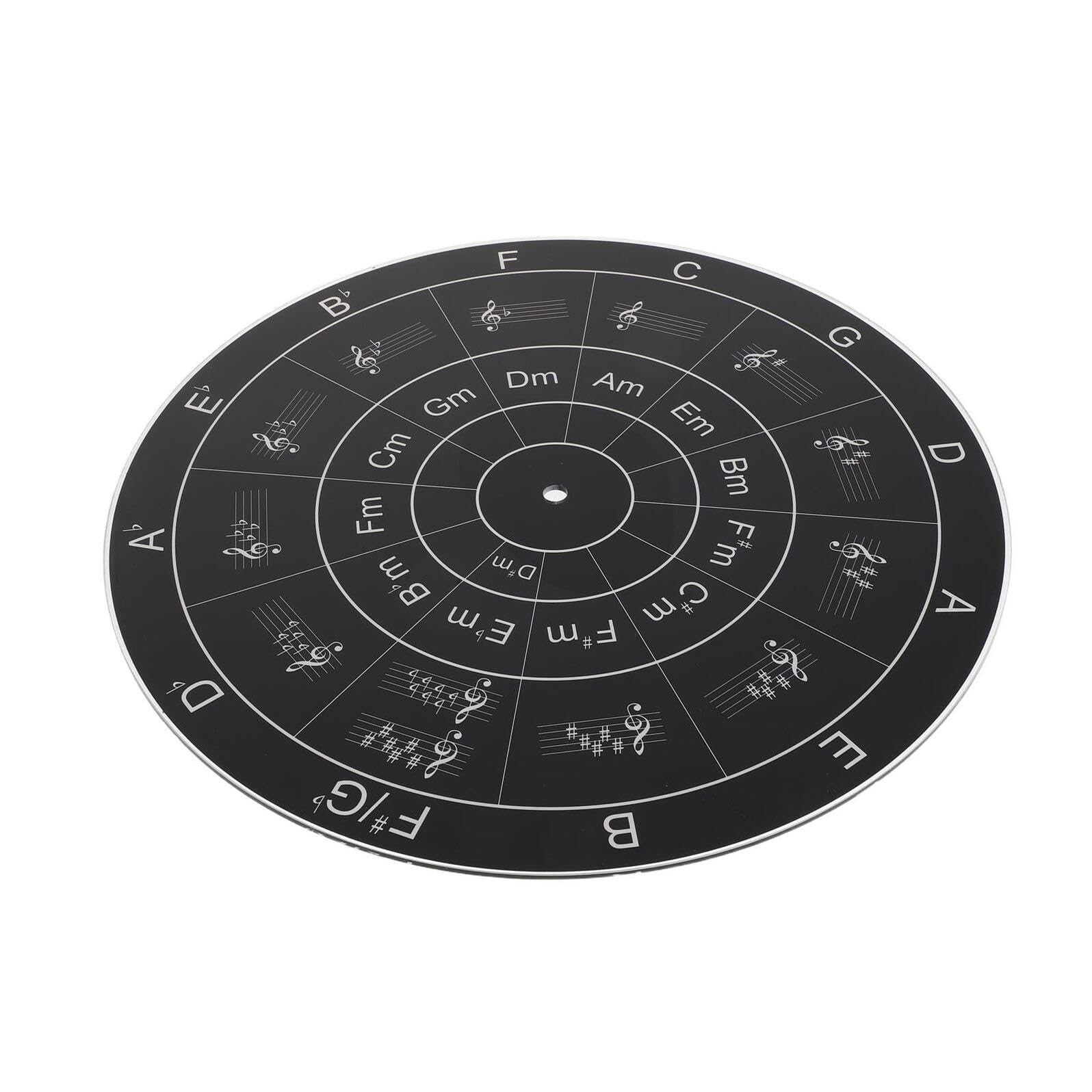 Acryl Plattenteller Slipmat mit Quintenzirkel Schwarz Runde Plattenspielermatte zur Schallplatten Vibrationsdämpfung und Optimalem Schutz bei Dj Partys
